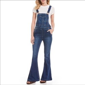 Free People We The Free Dark Wash Flare Overalls